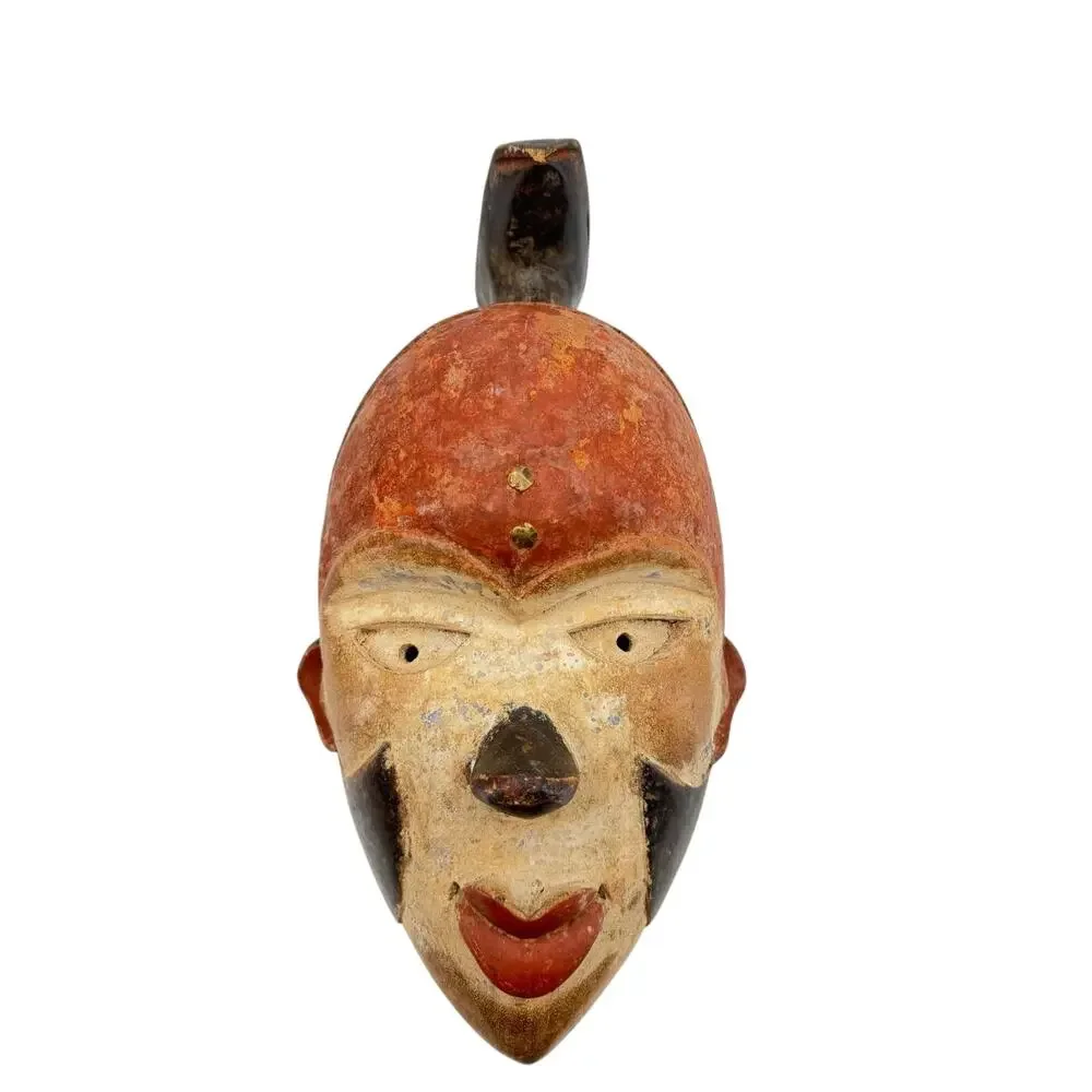 African Ashanti Tribal Wood Mask Hand Carved Wall Decor 2.06 lb Vintage